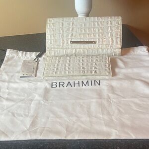Brahmin Macaroon La Scala Crocodile Embossed Soft Wallet